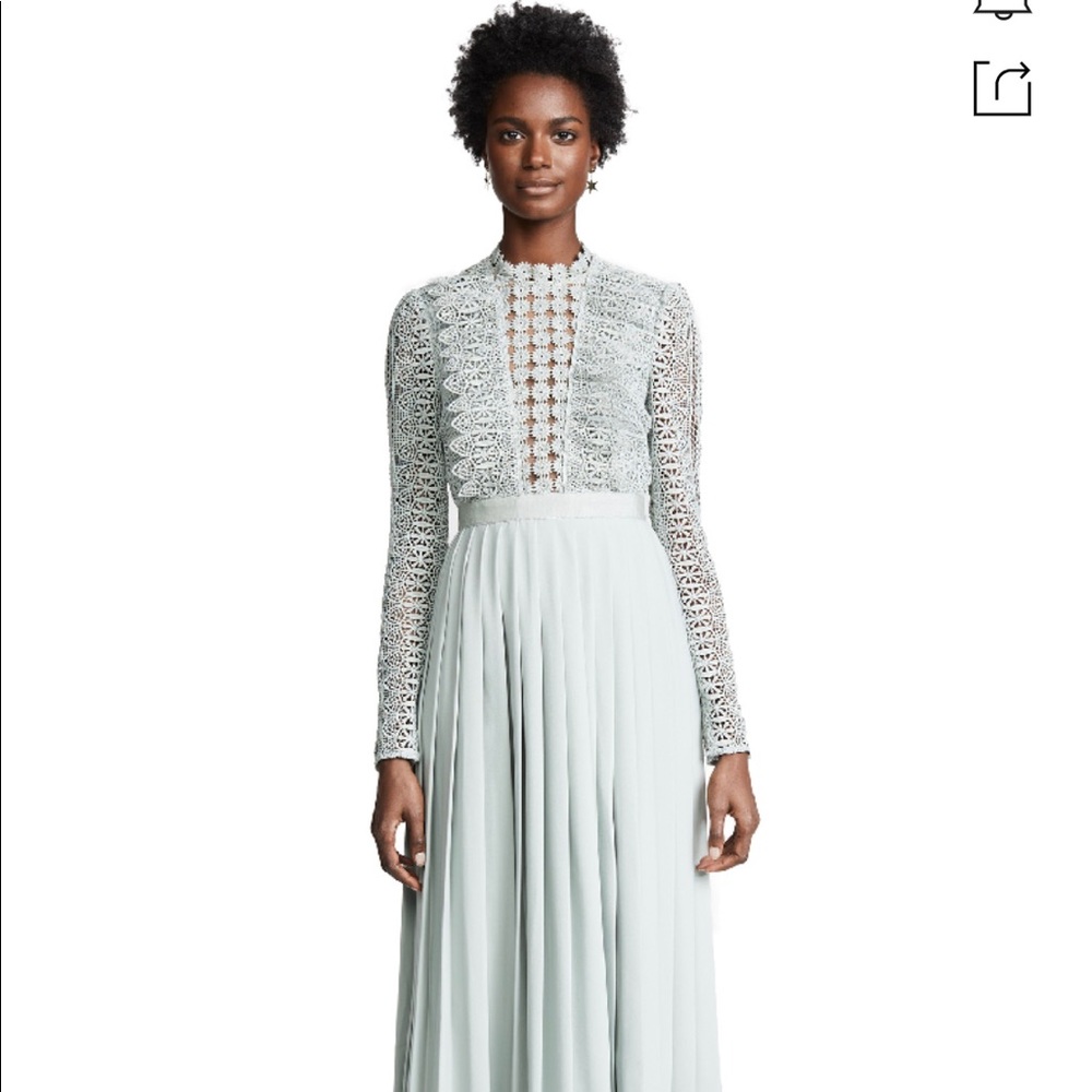 NWT Self Portrait Grey Blue Spiral Lace Maxi Dress